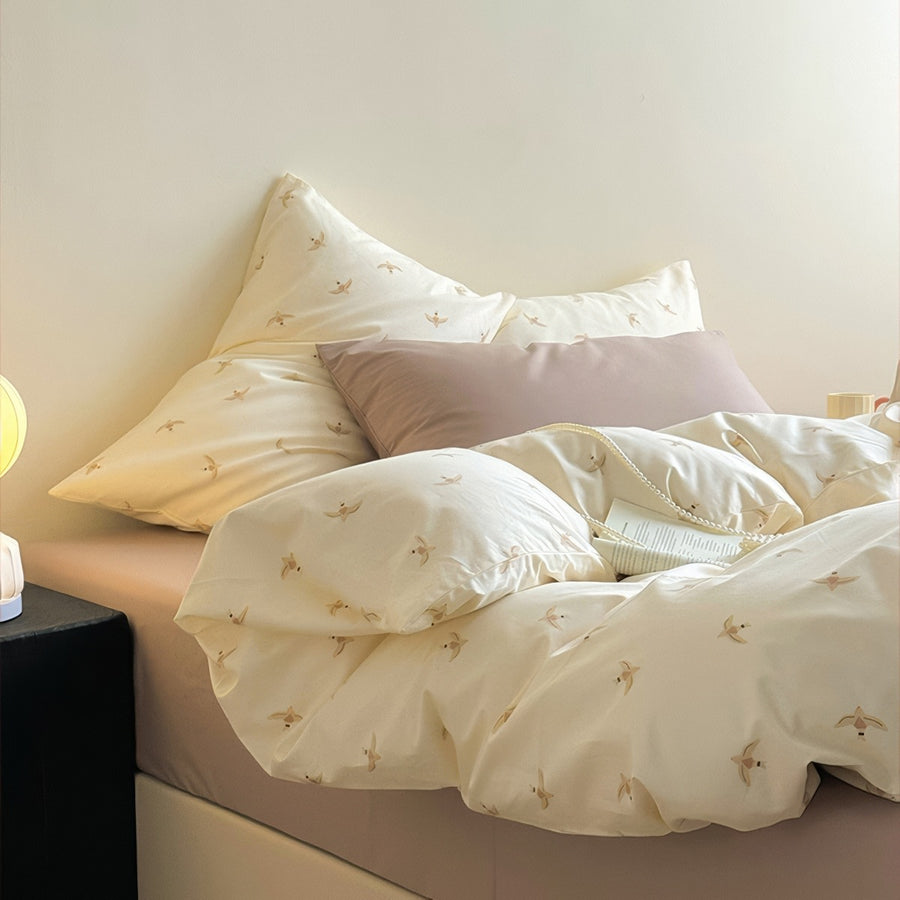 Roomtery Swallow Bird Print Cotton Bedding Set