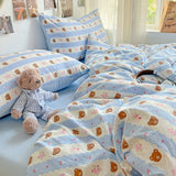 Roomtery Teddy Sky Blue Striped Kwaii Bedding Set, view 2