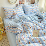 Roomtery Teddy Sky Blue Striped Kwaii Bedding Set, view 4