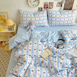 Roomtery Teddy Sky Blue Striped Kwaii Bedding Set, view 5