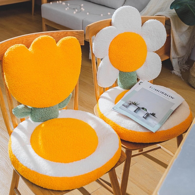 Roomtery Terry Flowers Plush Seat Cushion