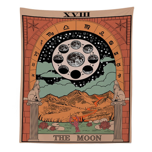 Roomtery "The Moon" Tarot Colored Tapestry