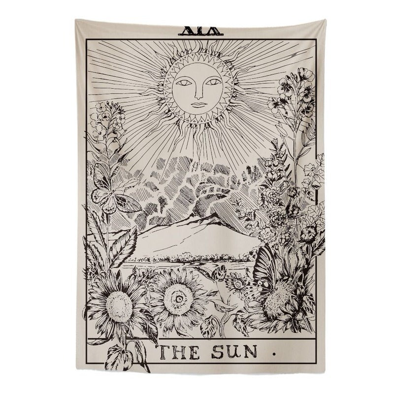 Roomtery "The Sun" Tarot Monochrome Tapestry