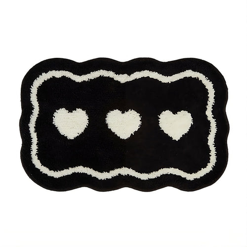 Roomtery Three Hearts Black & White Tufted Rug