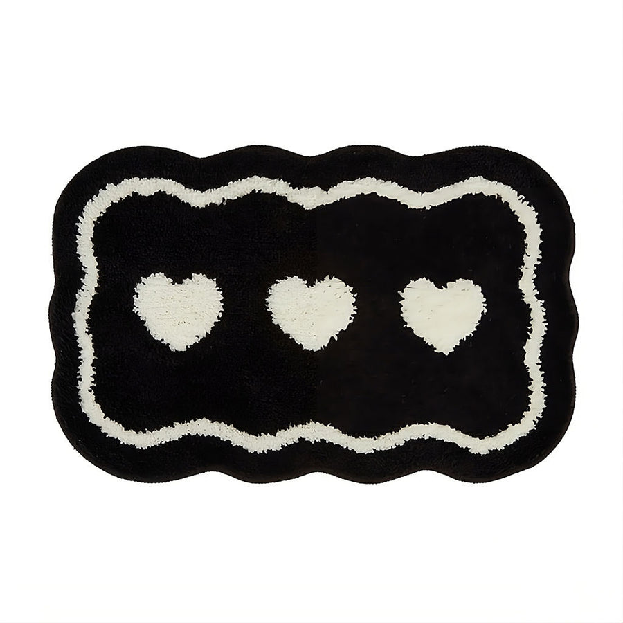 Roomtery Three Hearts Black & White Tufted Rug