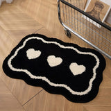 Roomtery Three Hearts Black & White Tufted Rug, view 3