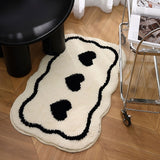 Roomtery Three Hearts Black & White Tufted Rug, view 4