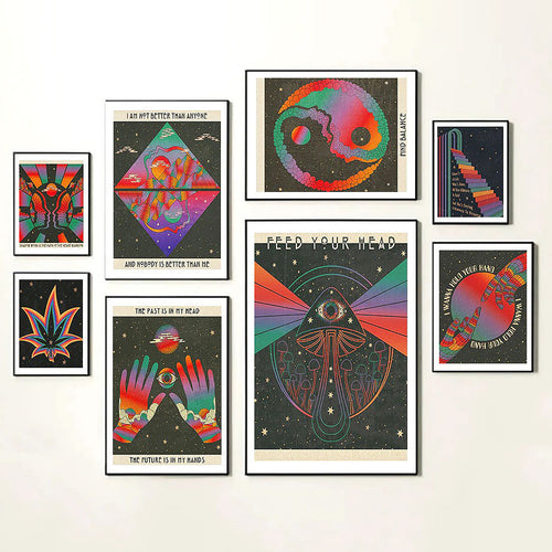Roomtery Trippy Rainbow Vaporwave Canvas Posters