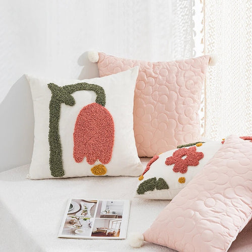 Roomtery Tufted Pastel Tulip Cushion Cover