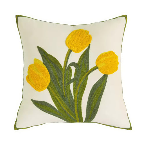 Roomtery Tulip Garden Embroidered Pillow Cover