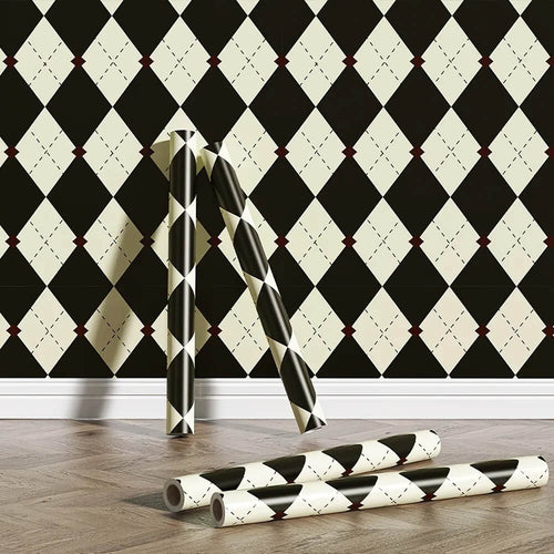 Roomtery Vintage Argyle Pattern Removable Wallpaper