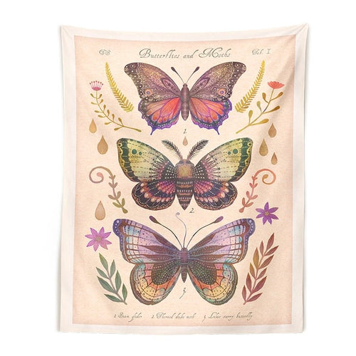 Roomtery Vintage Butterflies Art Tapestry