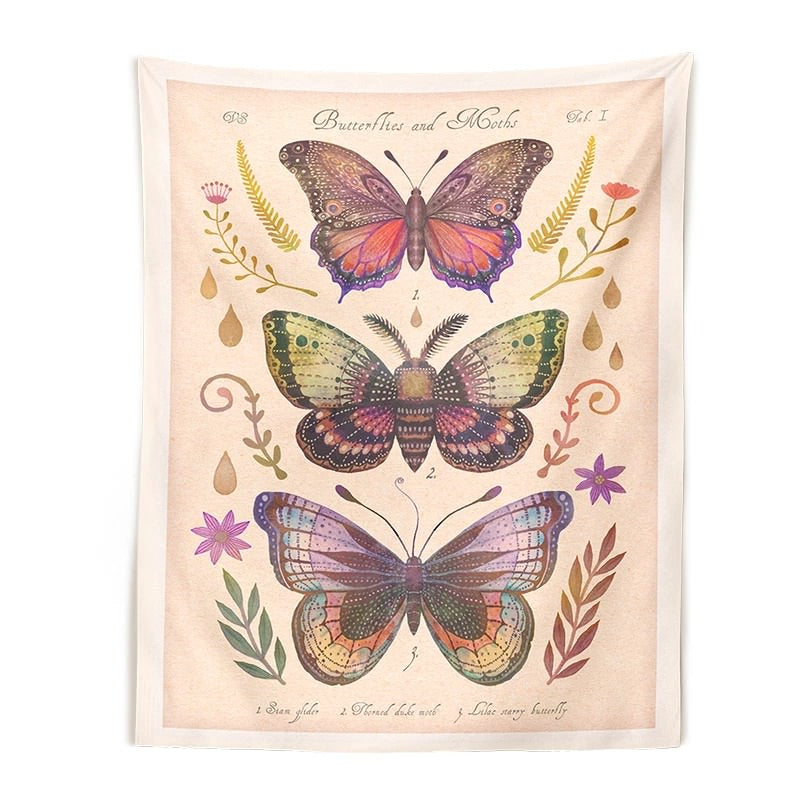 Roomtery Vintage Butterflies Art Tapestry
