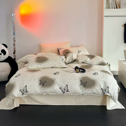 Roomtery Vintage Butterflies Y2K Aesthetic Bedding Set