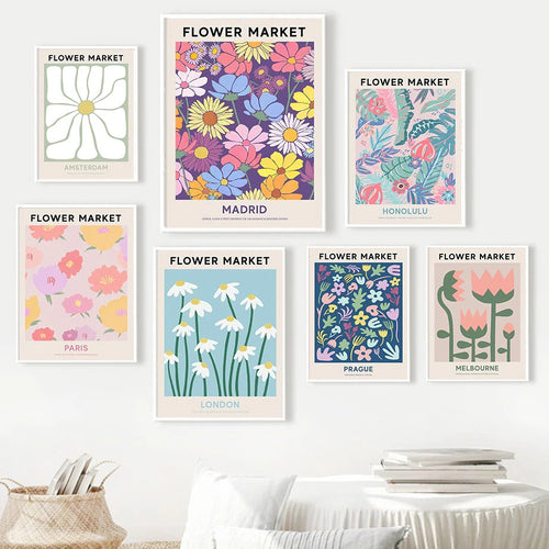 Roomtery Vintage Flower Market Canvas Posters