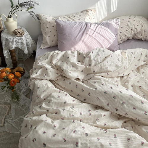 Roomtery Vintage Grandmacore Floral Print Bedding Set