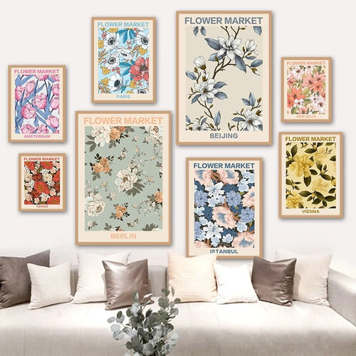 Roomtery Vintage Pale Floral Art Canvas Posters