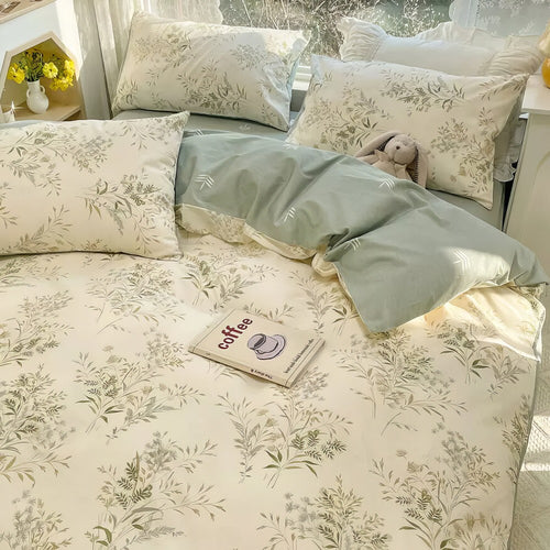 Roomtery Vintage Pale Floral Print Bedding Set