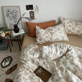 Roomtery Vintage Pale Flowers Print Cotton Bedding Set, view 6