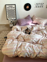 Roomtery Vintage Pastel Pink Stripes Bedding Set, view 2