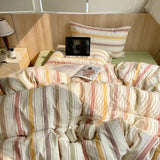 Roomtery Vintage Pastel Striped Cotton Bedding Set, view 3
