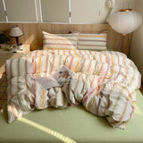 Roomtery Vintage Pastel Striped Cotton Bedding Set, view 4