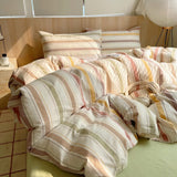 Roomtery Vintage Pastel Striped Cotton Bedding Set, view 5
