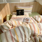 Roomtery Vintage Pastel Striped Cotton Bedding Set, view 6