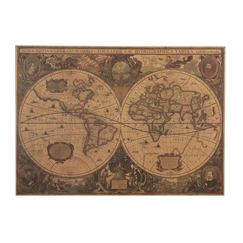 Roomtery Vintage World Map Kraft Paper Poster
