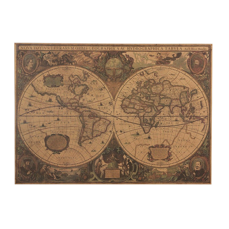 Roomtery Vintage World Map Kraft Paper Poster