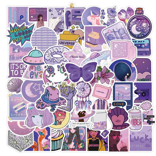 Roomtery Violet Aesthetic Pastel Sticker Pack