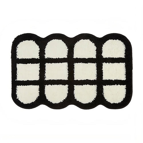 Roomtery Waffle Lattice Black & White Tufted Rug