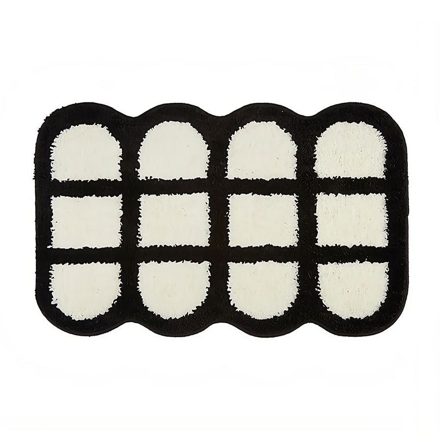 Roomtery Waffle Lattice Black & White Tufted Rug