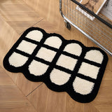 Roomtery Waffle Lattice Black & White Tufted Rug, view 2