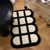 Roomtery Waffle Lattice Black & White Tufted Rug, view 3