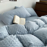 Roomtery Waffle Striped Duvet Cover Bedding Set, view 3