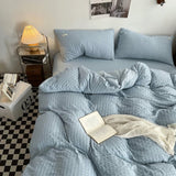Roomtery Waffle Striped Duvet Cover Bedding Set, view 4