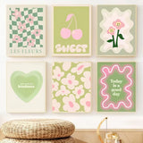 Roomtery Wavy Pop Sage Green Canvas Posters, view 2