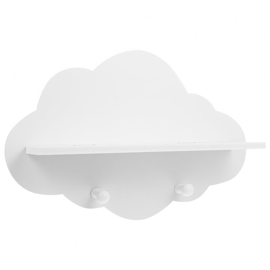 Roomtery White Cloud Wall Shelf with Hooks