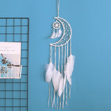 Roomtery White Moon Feather Dreamcatcher, view 3