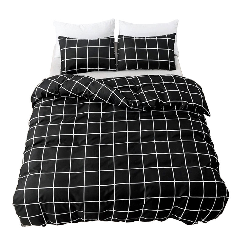 Roomtery White on Black Grid Bedding Set