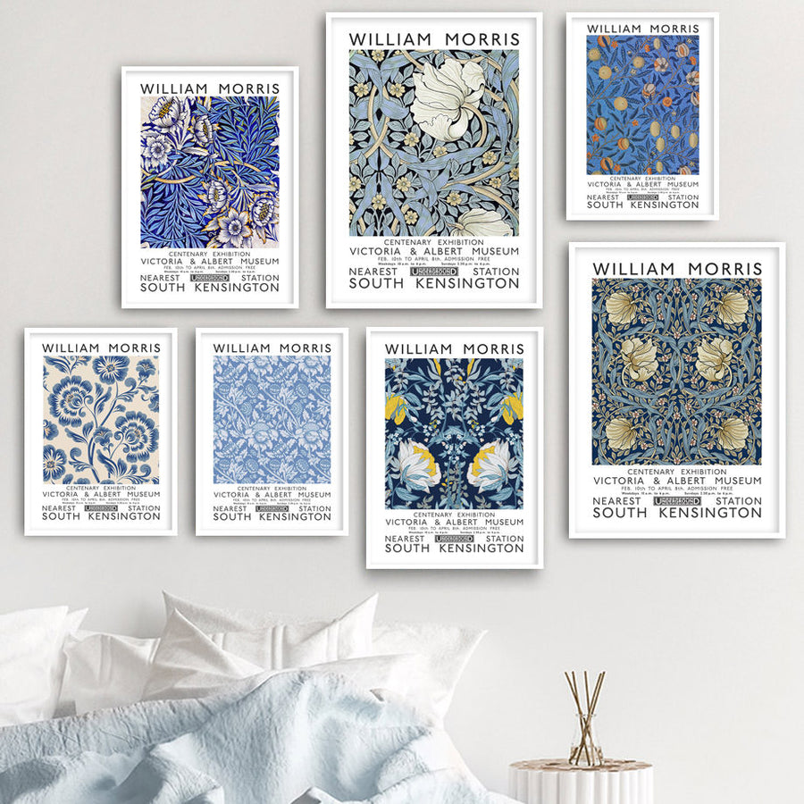 Roomtery WM Blue Floral Art Canvas Posters