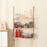 Roomtery Wooden Rope Hanging Floating Shelf, view 2