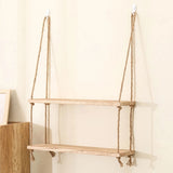 Roomtery Wooden Rope Hanging Floating Shelf, view 3