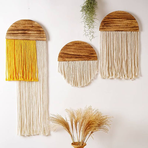Roomtery Wooden Semicircle Macrame Wall Decor