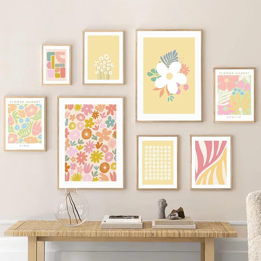 Roomtery Yellow Pastel Flower Canvas Posters