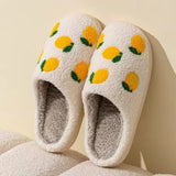 Roomtery Yellow Lemons Soft Plush House Slippers, view 2