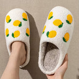 Roomtery Yellow Lemons Soft Plush House Slippers, view 5