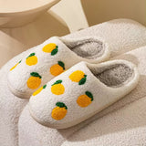 Roomtery Yellow Lemons Soft Plush House Slippers, view 6