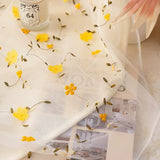Roomtery Yellow Wildflower Embroidered Sheer Curtain, view 2